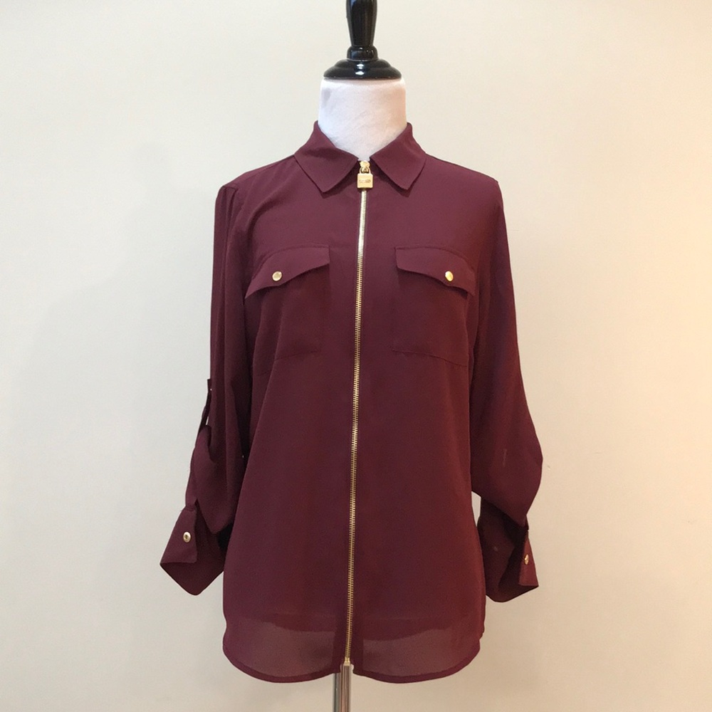 MICHAEL Michael Kors Lock-Embellished Zip Blouse